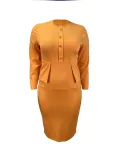 Women's Clothing Plus Size Chic Career Elegant Slim Waist Solid Color Bodycon Dress