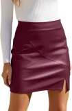 High Waist Tight Fitting Mini Short Leather Skirt