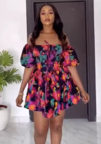 Women Printed Strapless Sexy Dress