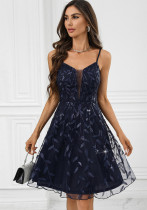 Sexy Low Back Lace Sequin Dress Short Skirt Women's Small Dress