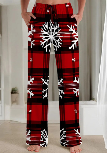 Fashion Christmas Print Women's Home Pajama Pants Casual Trousers