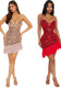 Sequin Mesh Patchwork Strap Party Dress