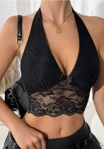 Halter Neck Strap Lace Vest Sexy Outdoor Wear