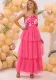 Rose Red One Shoulder Embroidery Summer Party Long Dress