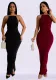 Fashionable Women's Low Back Sexy Solid Color Bodycon Long Dress