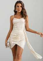 Sexy Low Back Sequin Short Skirt Women's Party Dress