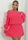 Women Fall Winter Casual Off Shoulder Solid Top and Pleated Skirt Two Piece Set