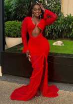 Women African ritual hollow fishtail dress