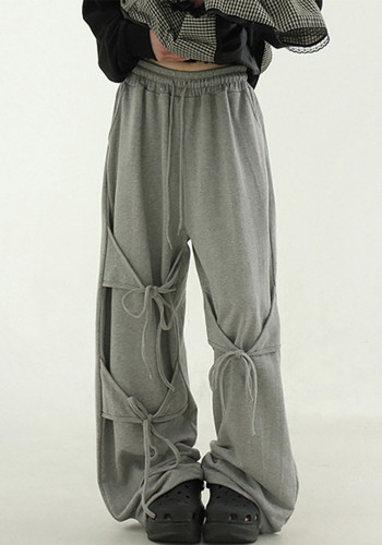 Women bow tie straight pants