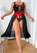 Plus Size Women Bow Lace sleeveless Dress Sexy Lingerie