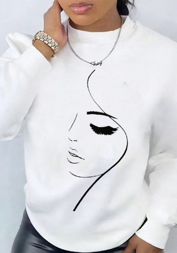Women Round Neck Long Sleeve Printed Top