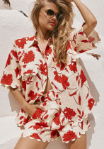 Women Printed Top and Short Two Piece Set
