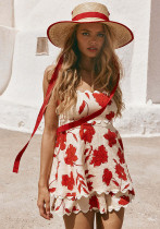 Women Lace Printed Top and Shorts Two Piece Set