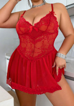 Plus Size Women Lace sleeveless Dress Sexy Lingerie