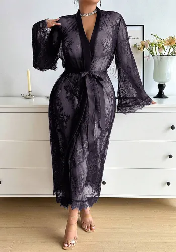 Plus Size Women Lace long sleeve Dress Sexy Lingerie