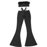 Autumn Fashion High Street Sexy Strapless Crop Top Low Waist Pants Two Piece Set