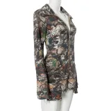 Fashion Women's Autumn Deep V Tight Fitting Camouflage Jumpsuit