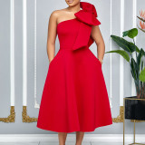 Fashion Women's Solid Color Sexy Formal Party African Dress