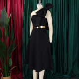 Fashion Women's Solid Color Sexy Formal Party African Dress