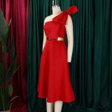 Fashion Women's Solid Color Sexy Formal Party African Dress
