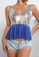 Women's Sexy Low Back Strap Party Top Metal Sequin Tassel Vest