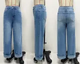 Spring High Waist  Elastic Straight Denim Pants For Women