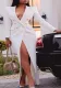 Chic Career White Long Slim Waist Blazer Dress