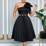 Fashion Women's Solid Color Sexy Formal Party African Dress