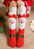 Christmas Cute Elk Santa Coral Fleece Socks