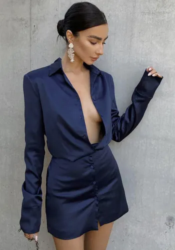 Women long-sleeved shirt dress