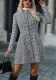 Women Houndstooth Long Sleeve Dress