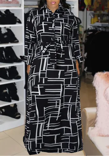 Plus Size Women Printed Shirt Dress