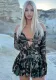 Women Winter Printed Long Sleeve Sexy Tie Halter Neck Pleated Dress