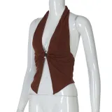 Women Solid Halter Neck Sexy Top