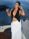 Women Solid Halter Neck Sexy Top