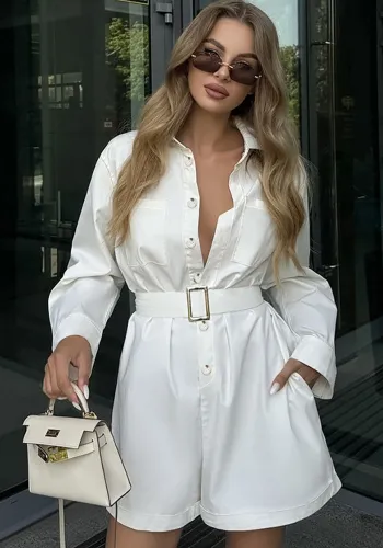 Women Solid Style Long Sleeve Cargo Rompers