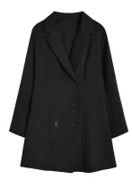 Women Solid Career Long Sleeve Suit Dress