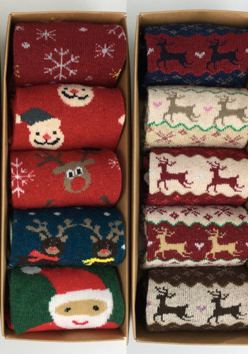 Christmas Warm Gold Deer Middle Socks
