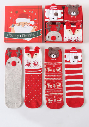Christmas Cartoon Santa Middle Socks