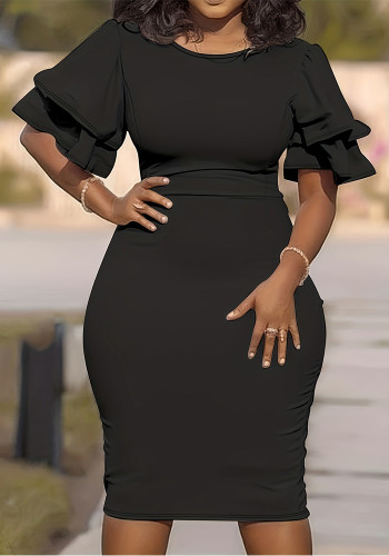 Plus Size Women Career Patchwork Bodycon Dress