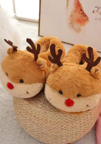 Christmas Elk Cartoon Autumn and Winter Plush Slippers