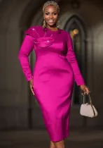 Plus Size Women beaded long-sleeved dress