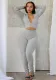 Autumn And Winter Sexy Deep V-Neck Hollow Tight Fitting Long-Sleeved Solid Color Sports Jumpsuit
