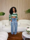 Women Patchwork Trendy Removable Denim Pants