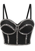 Women summer spaghetti strap adjustable chain decoration bra Top