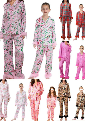 Women's Parent-Child Wear Printed Casual Christmas Pajamas Home Clothes