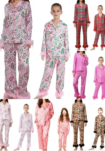 Women's Parent-Child Wear Printed Casual Christmas Pajamas Home Clothes
