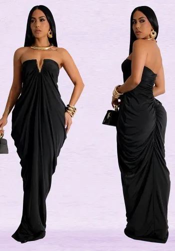 Women Solid Sexy V-Neck Dress