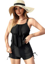 High Waist Sexy Ruffle Swimsuit Women Square Leg Pants Tankini