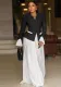 Plus Size Women Bell Bottom sleeves Top and pleated Skirt two-piece set